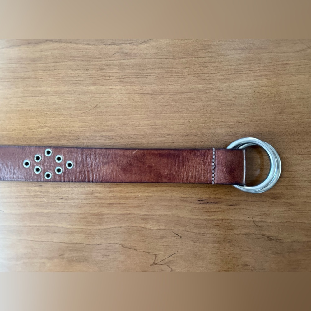 VTG Abercrombie & Fitch BROWN GENUINE LEATHER 1 3/8" Wd EYELET CASUAL BELT S - Picture 5 of 16